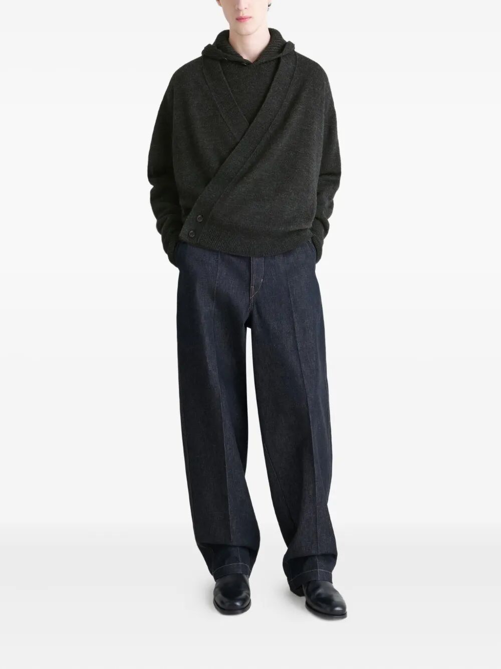 LEMAIRE Alpaca Blend Wrap Cardigan for Men