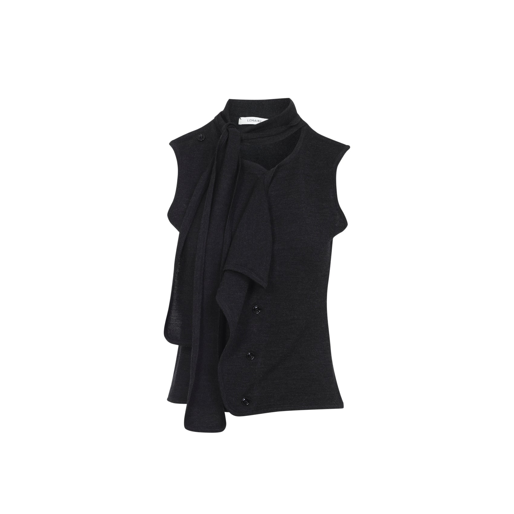 LEMAIRE Asymmetrical Sleeveless Wool Cardigan