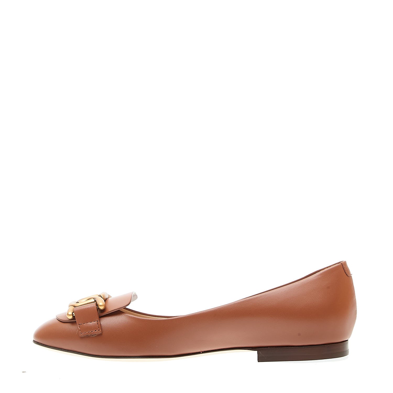TOD'S Chic Ballerina Flat with Gold Buckle