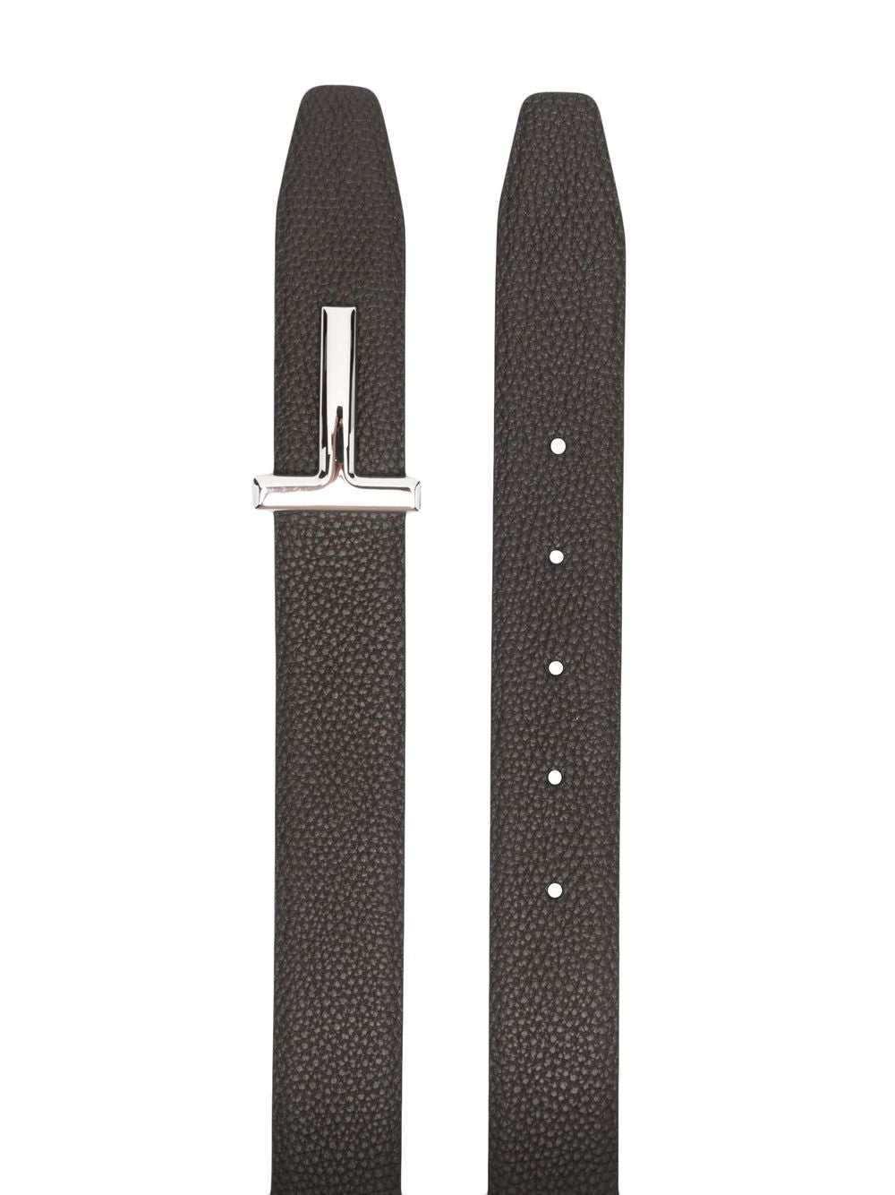 TOM FORD Reversible Leather Belt with T-Buckle - FW25