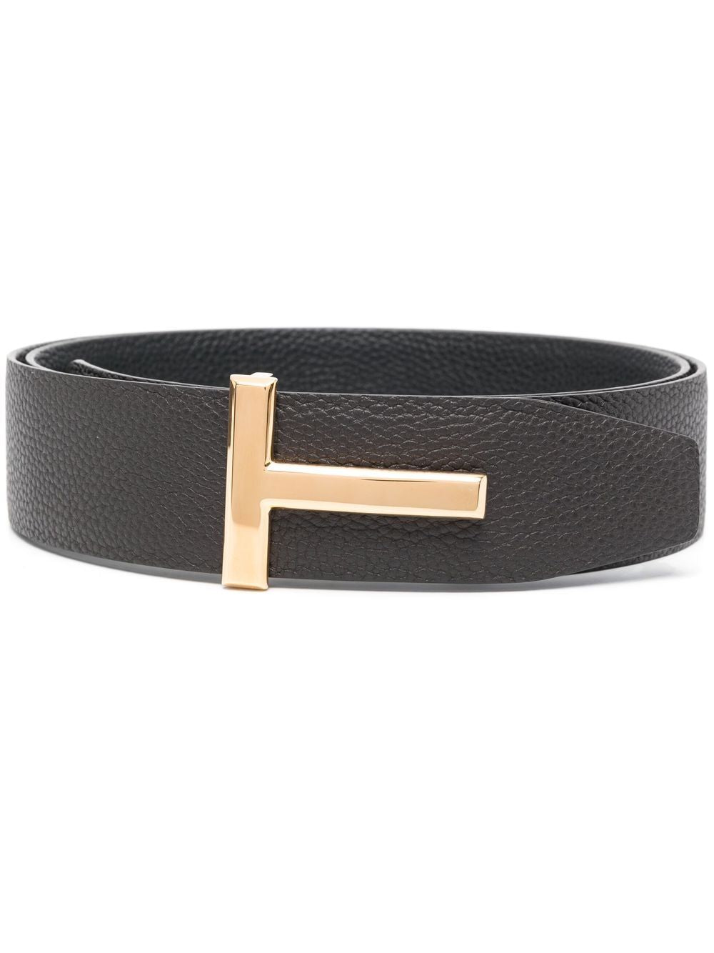 TOM FORD Sleek Leather Belt with Logo Buckle