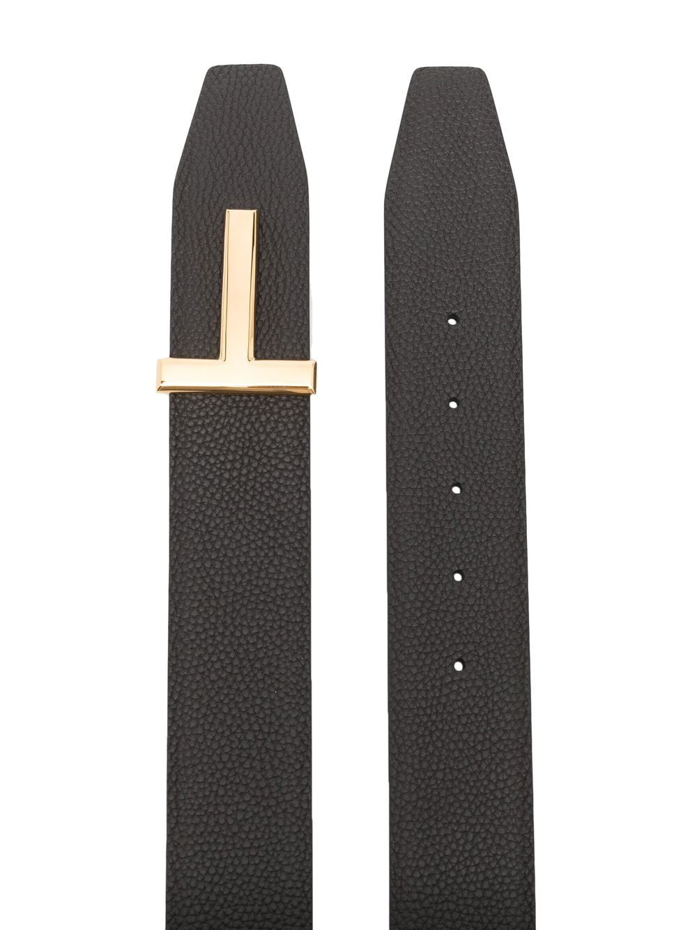 TOM FORD Sleek Leather Belt with Logo Buckle