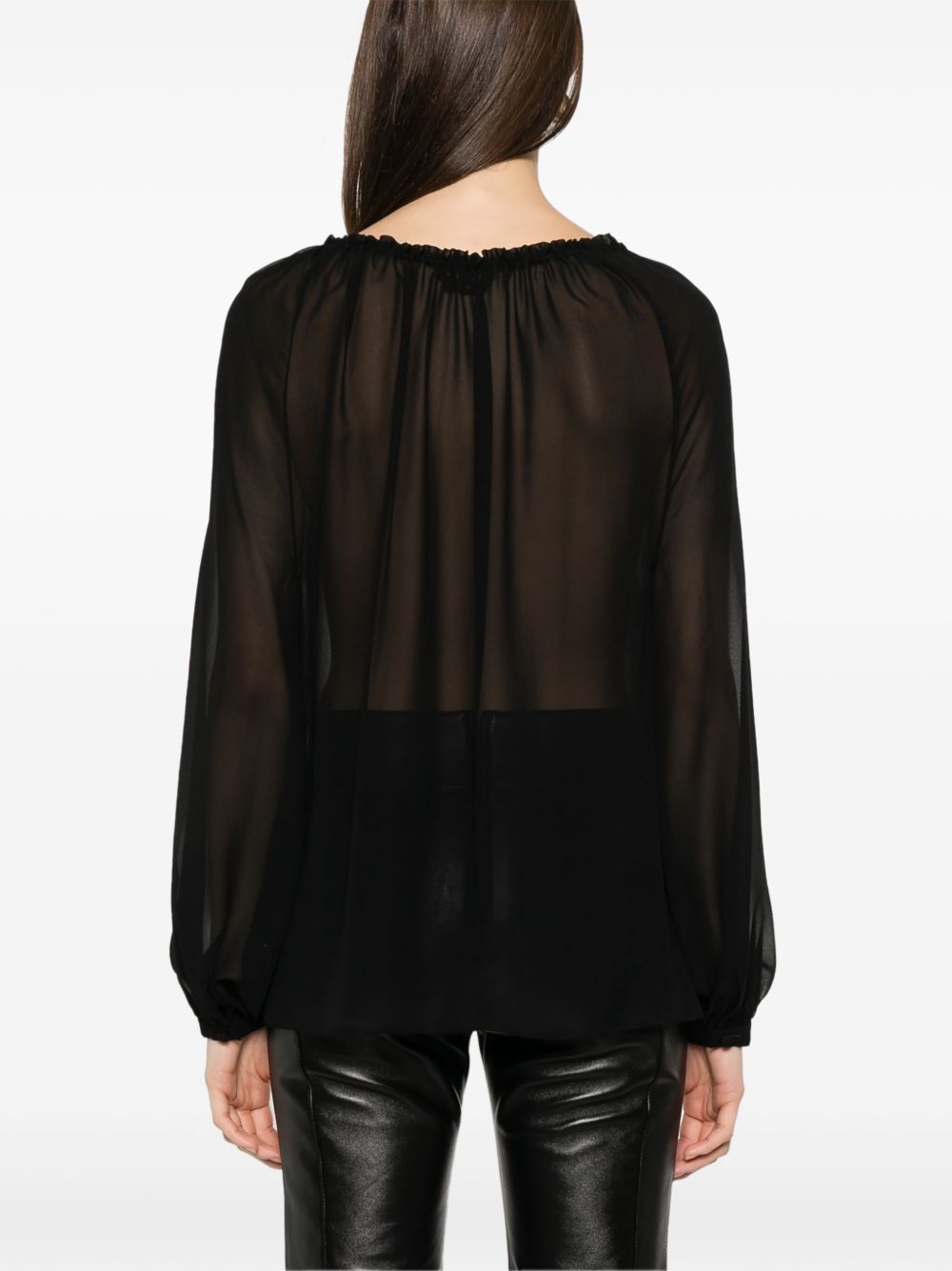TOM FORD Elegant Silk Blouse with Gathered Neckline - Size 40