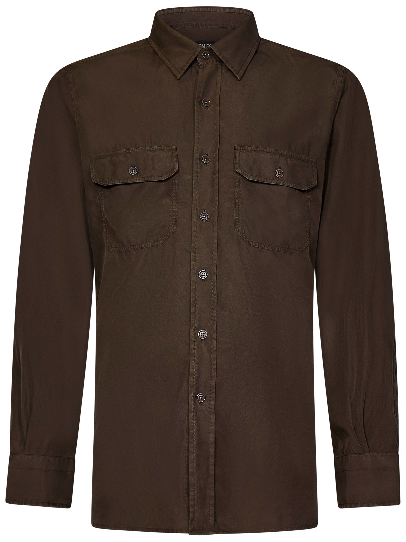 TOM FORD Tailored Fit Military Shirt - Neck 39cm