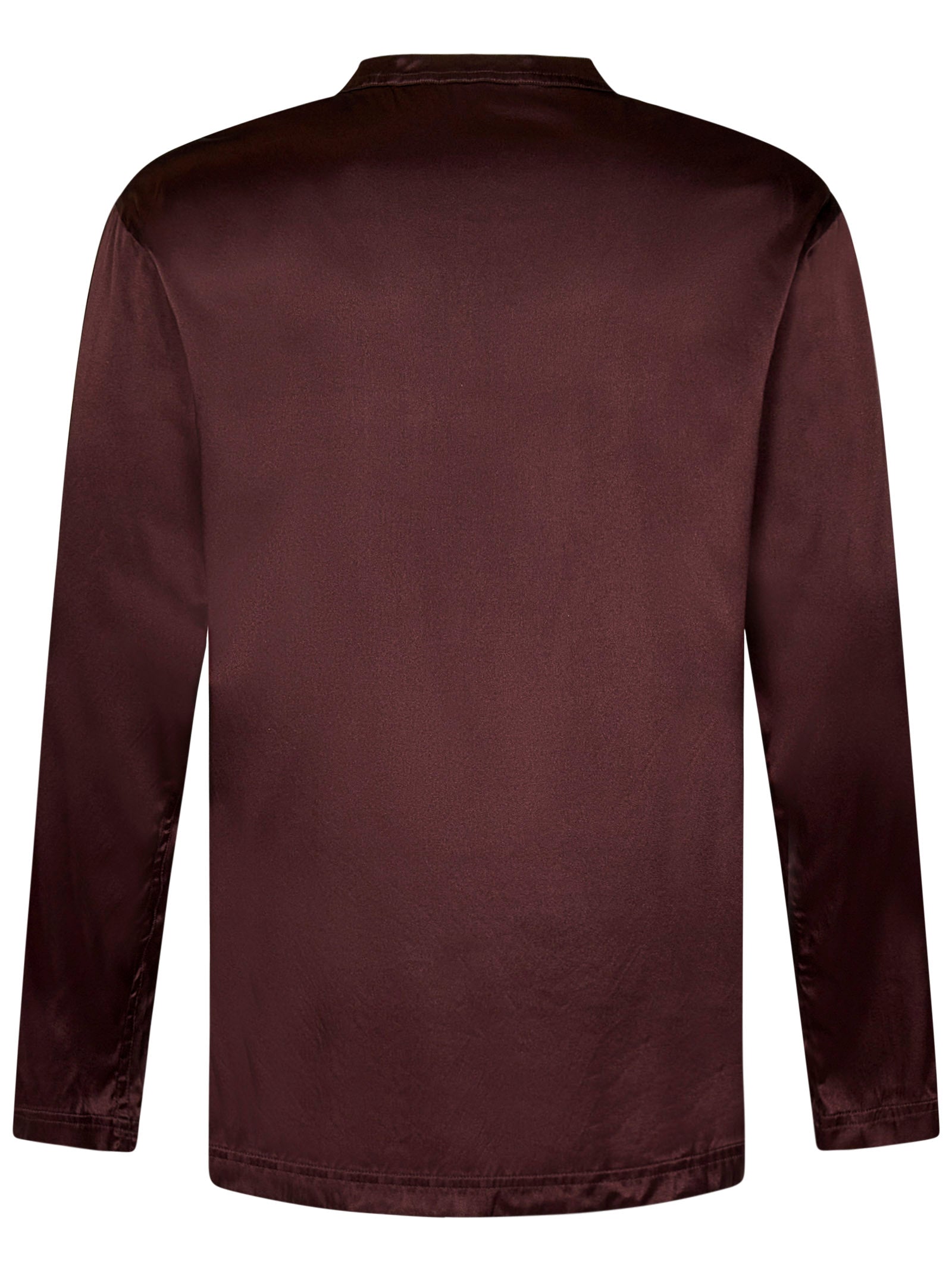 TOM FORD Luxury Stretch Silk Satin Pajama Henley Shirt for Men - Size 48 IT