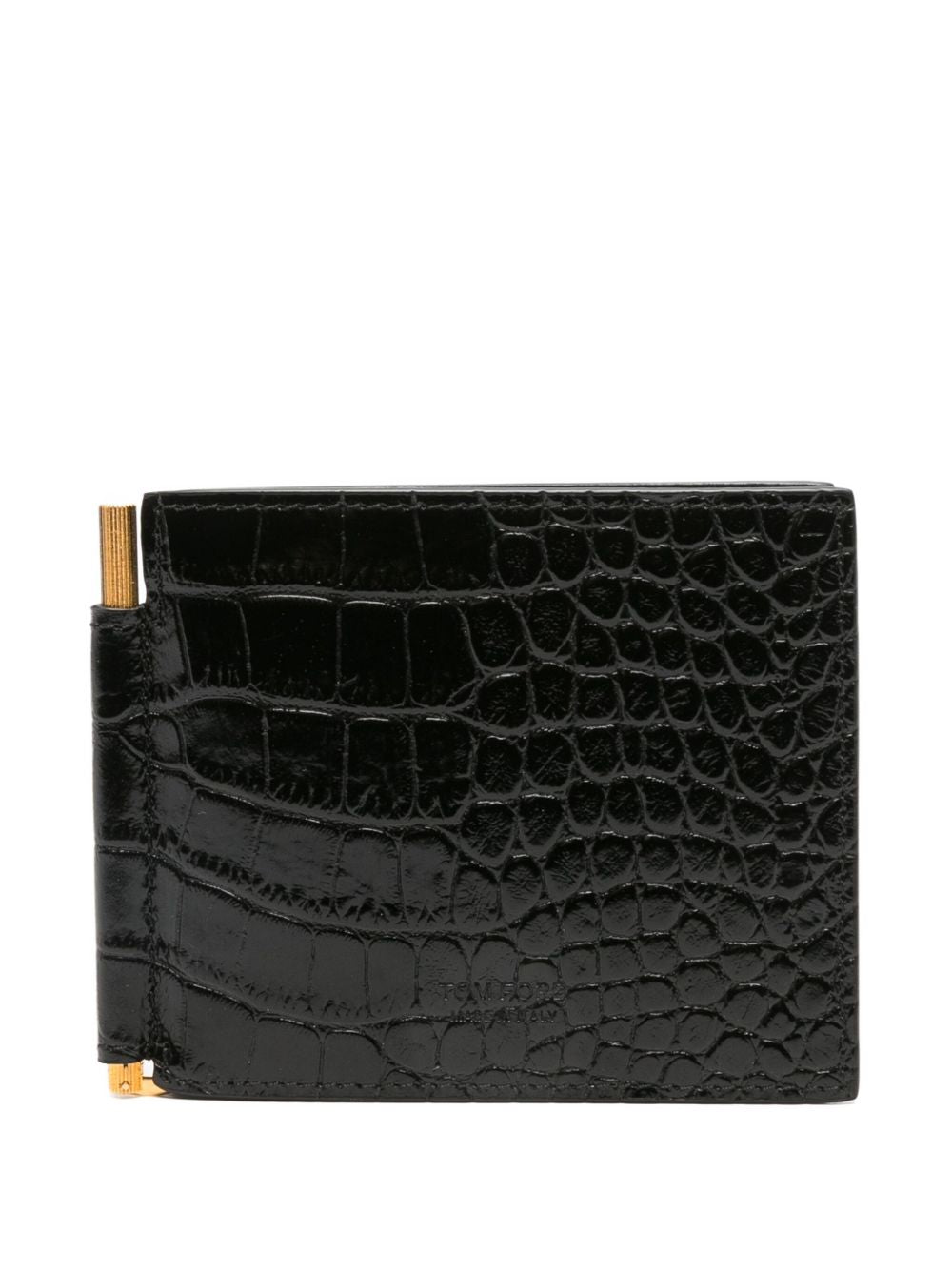 TOM FORD Sleek Crocodile-Print Bi-Fold Wallet for Men