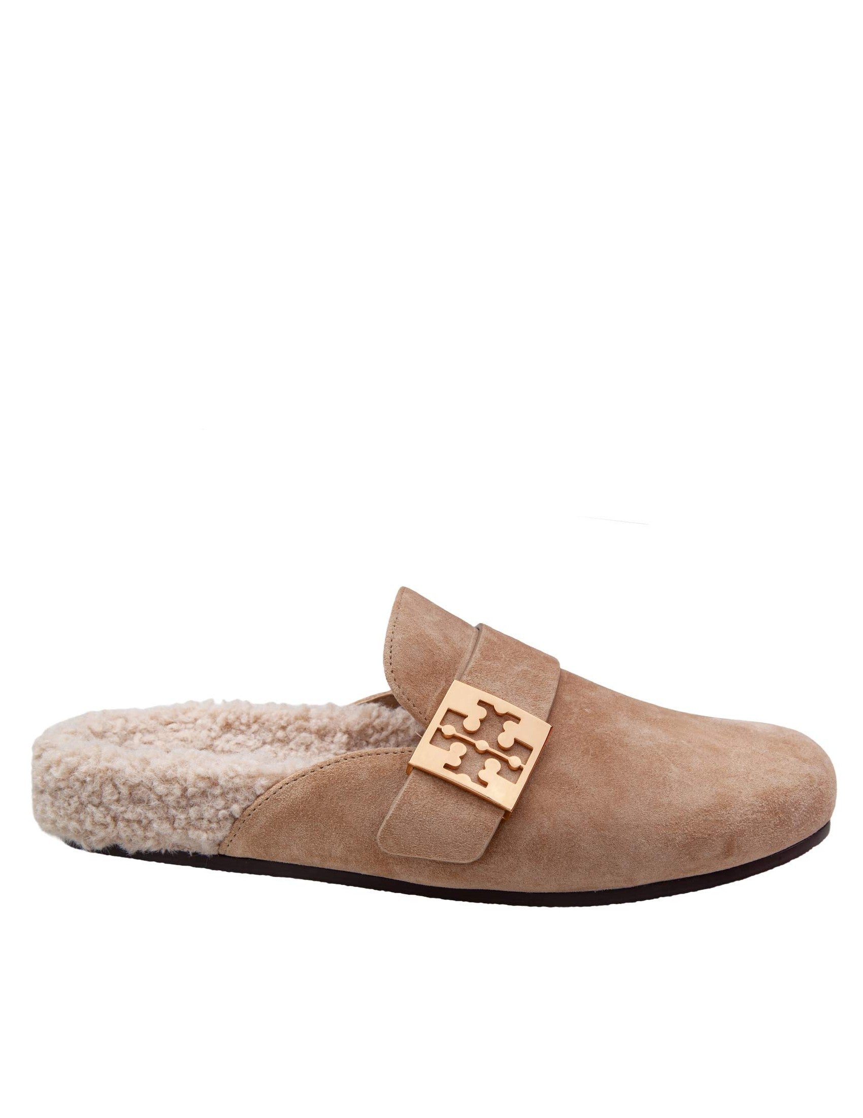 TORY BURCH Chic Flats in Taupe with Shearling Lining
