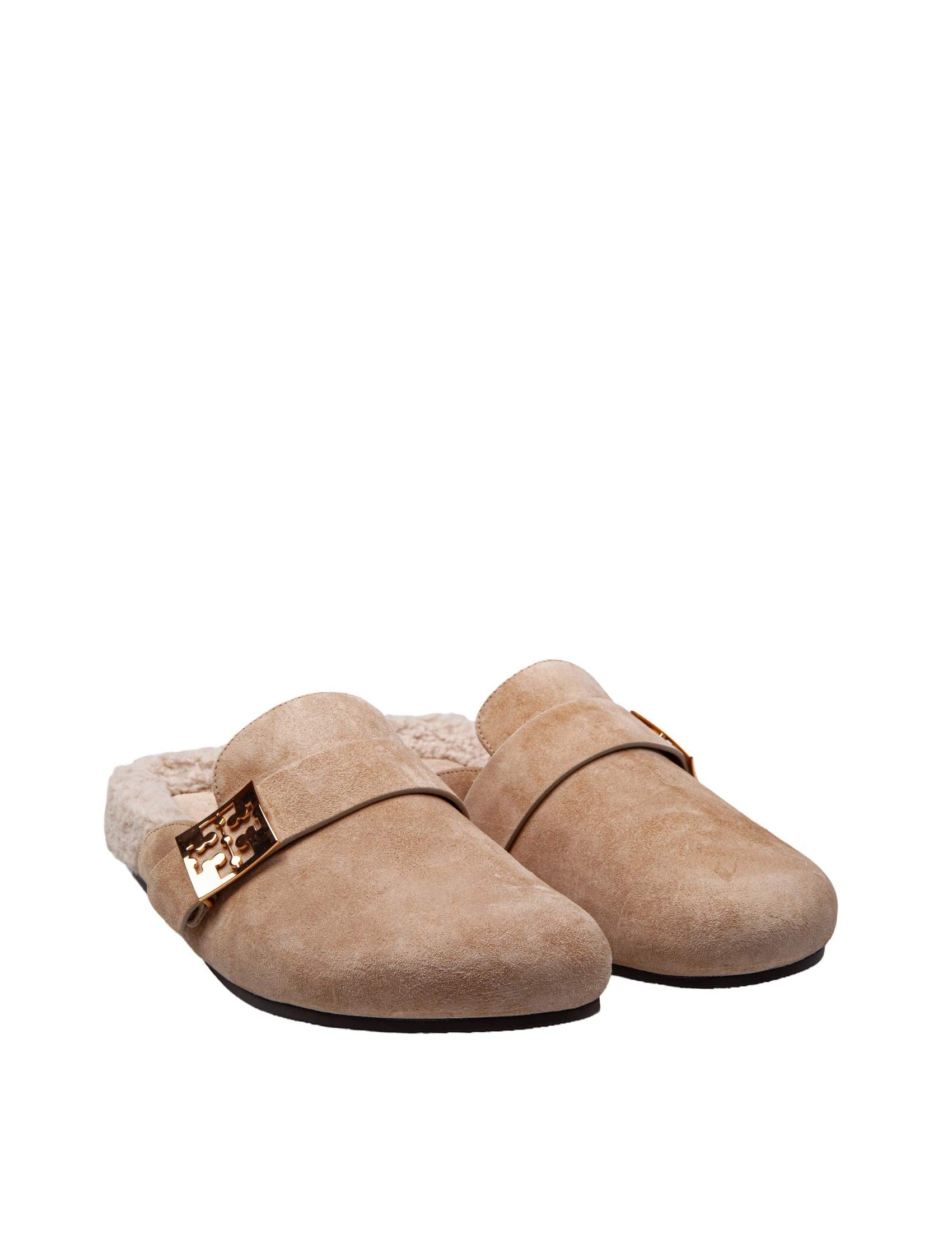 TORY BURCH Chic Flats in Taupe with Shearling Lining