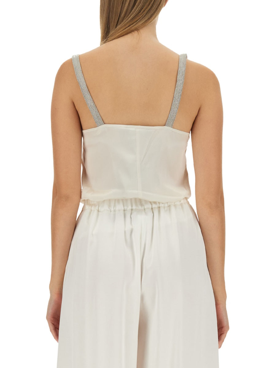 FABIANA FILIPPI Satin Lingerie Top - Regular Fit, Size 40