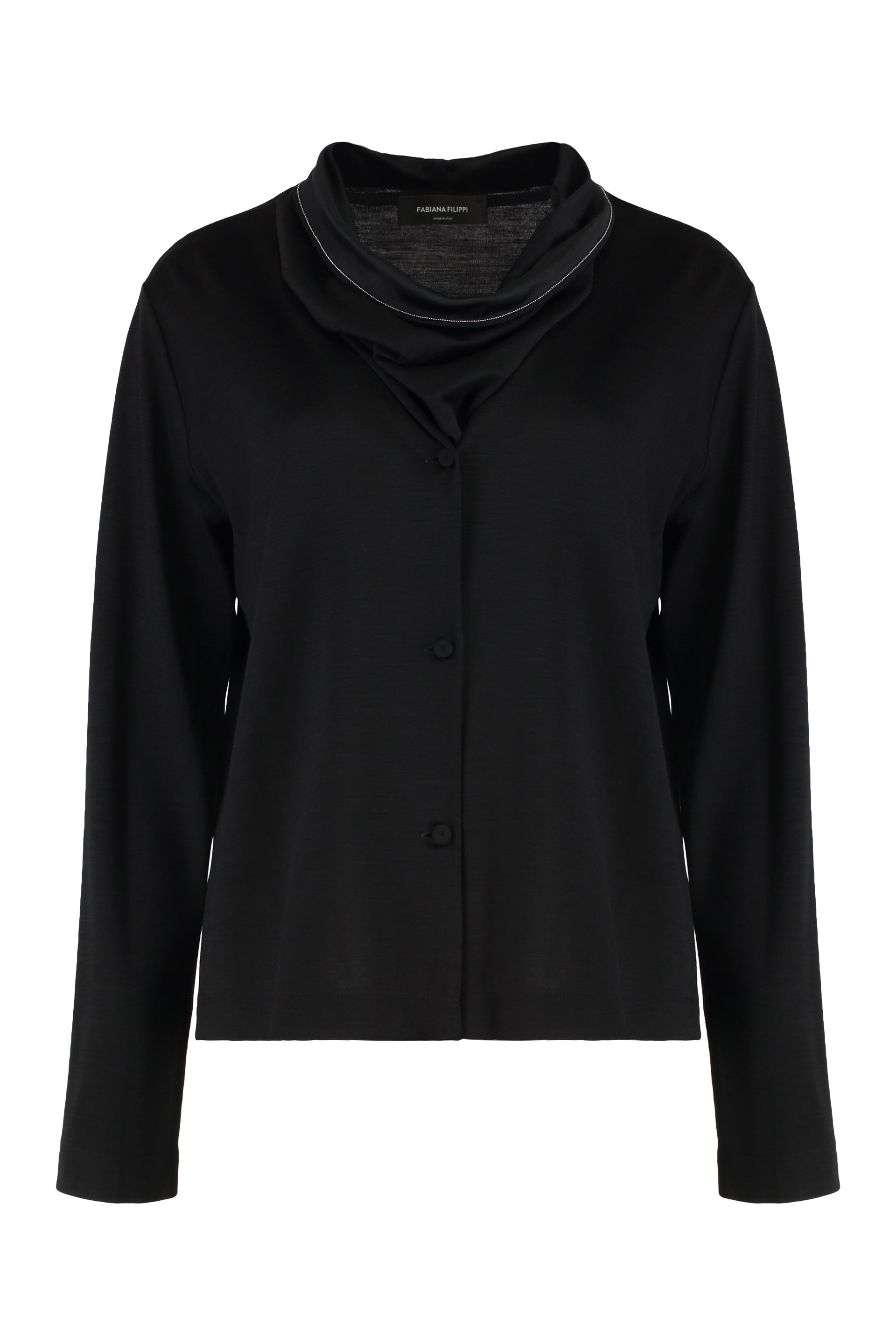 FABIANA FILIPPI Mini Knit Blouse with Micro Metal Bead Embroidery