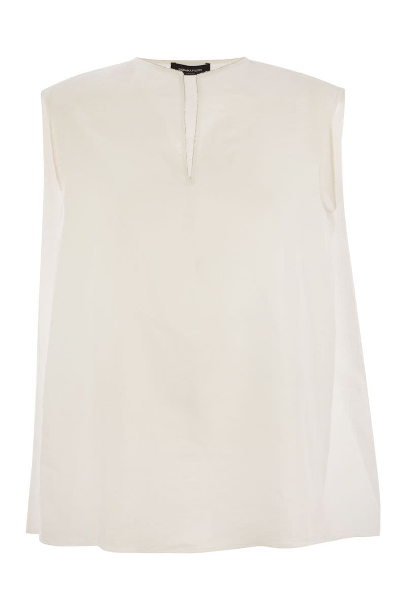 FABIANA FILIPPI Linen Sleeveless Top with Back Gather Detail