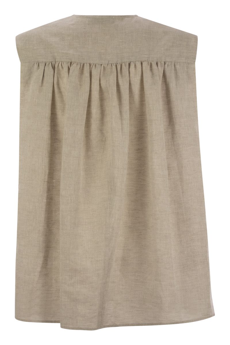 FABIANA FILIPPI Sleeveless Linen Top with Back Gathering - SS25