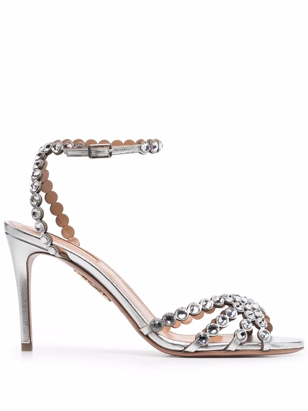 AQUAZZURA Elegant Crystal Heeled Sandals 85MM