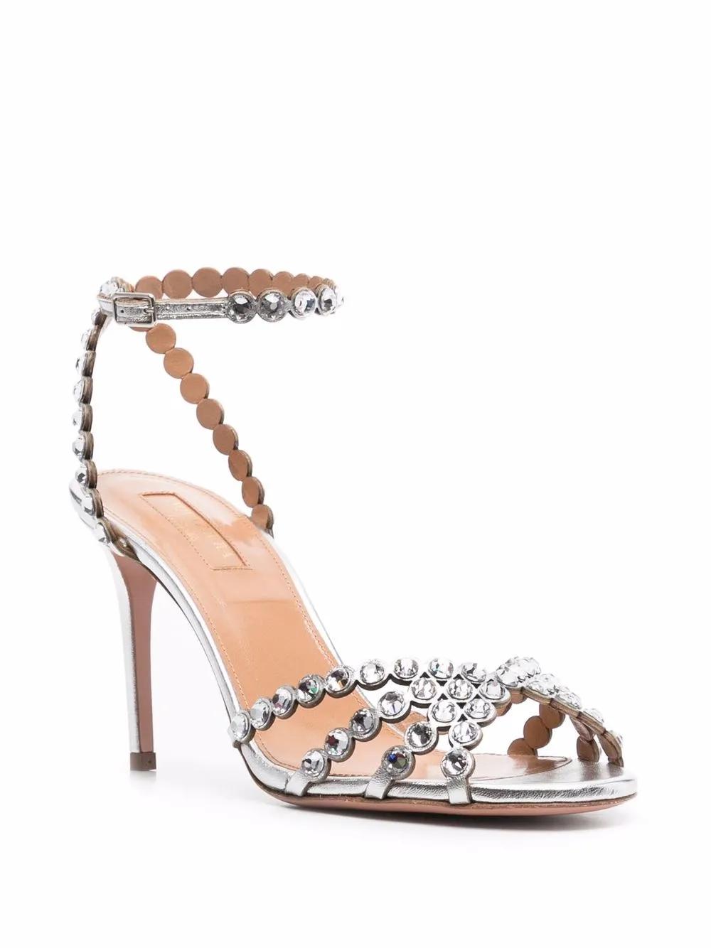 AQUAZZURA Elegant Crystal Heeled Sandals 85MM