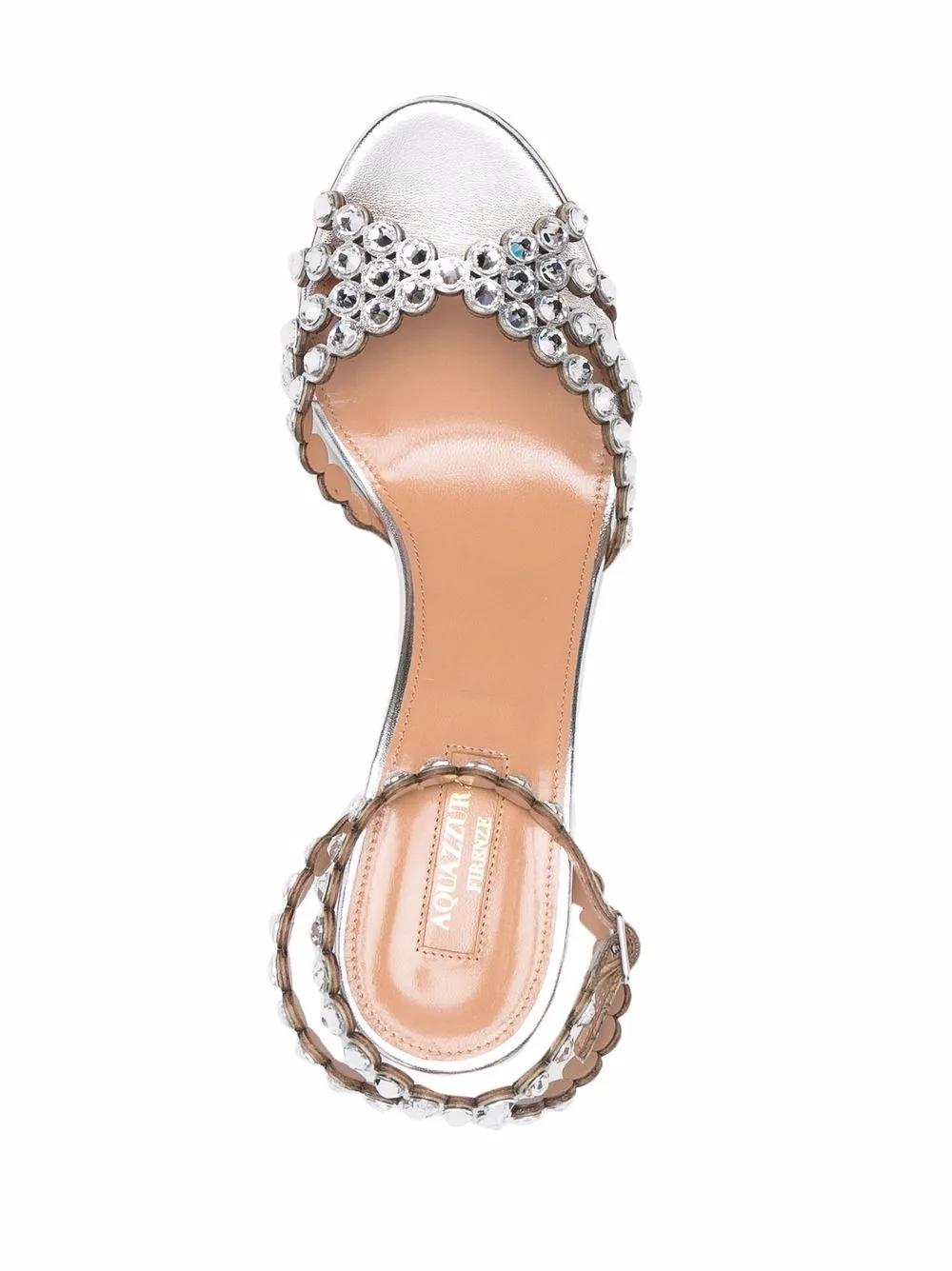 AQUAZZURA Elegant Crystal Heeled Sandals 85MM