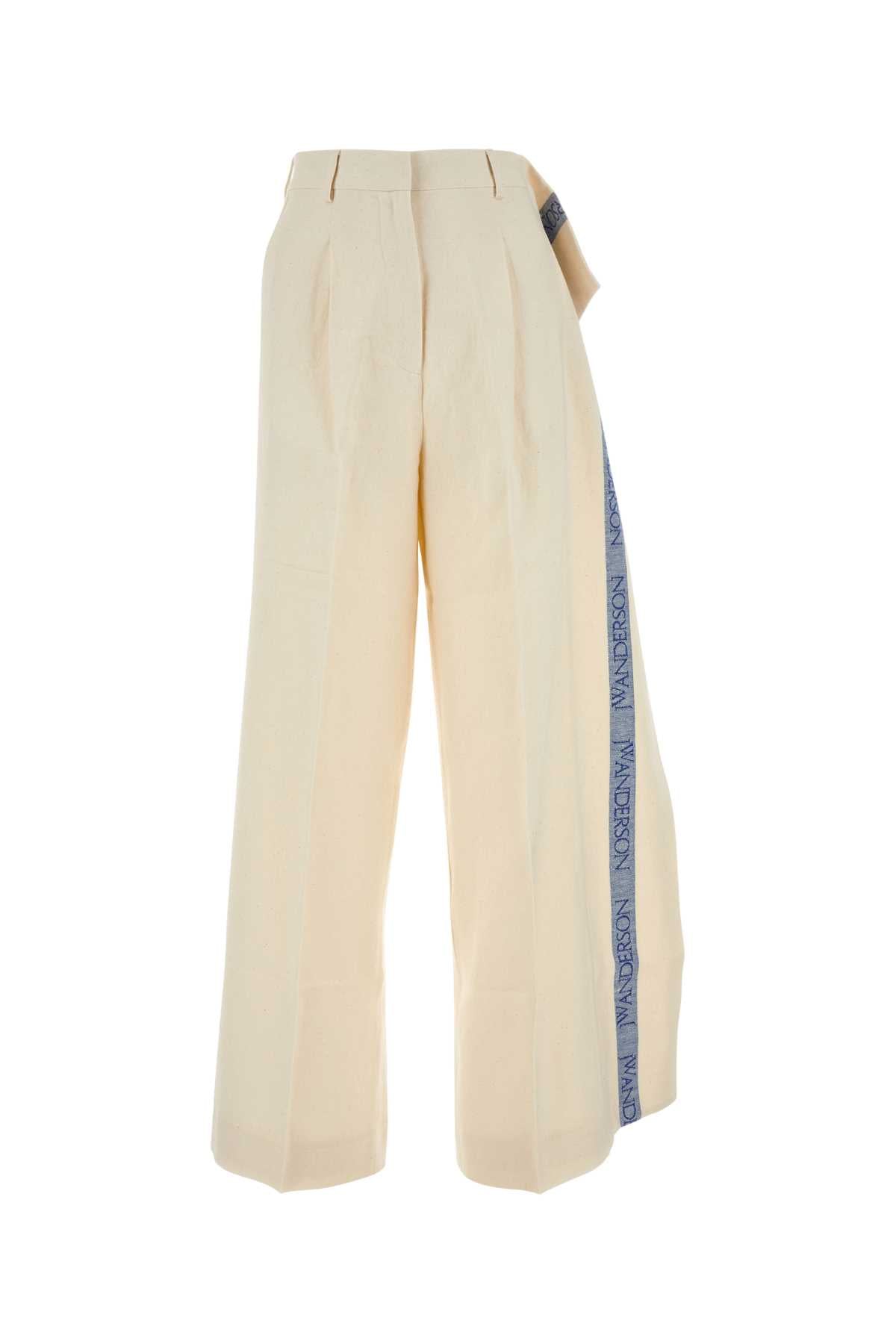 JW ANDERSON Ivory Cotton Blend Wide-Leg Pants - SS24