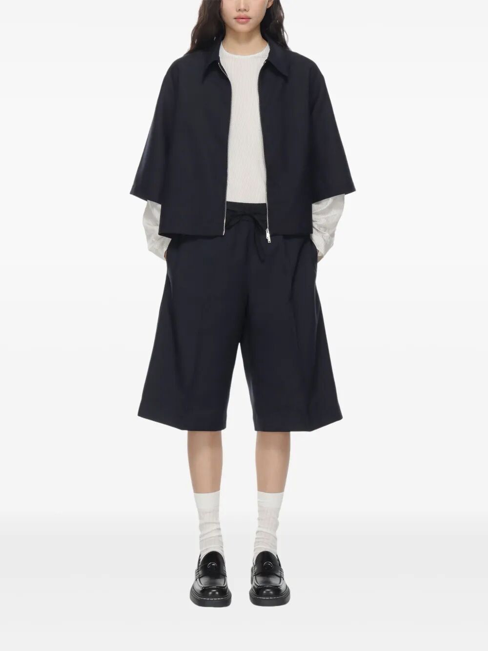 STUDIO NICHOLSON Zip Through Wool Shirt for Women