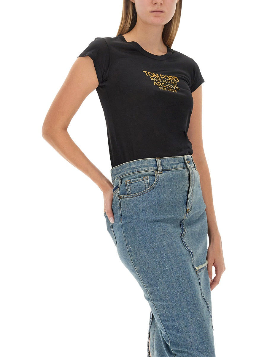 TOM FORD Slim Fit Logo T-Shirt - Size 40 IT