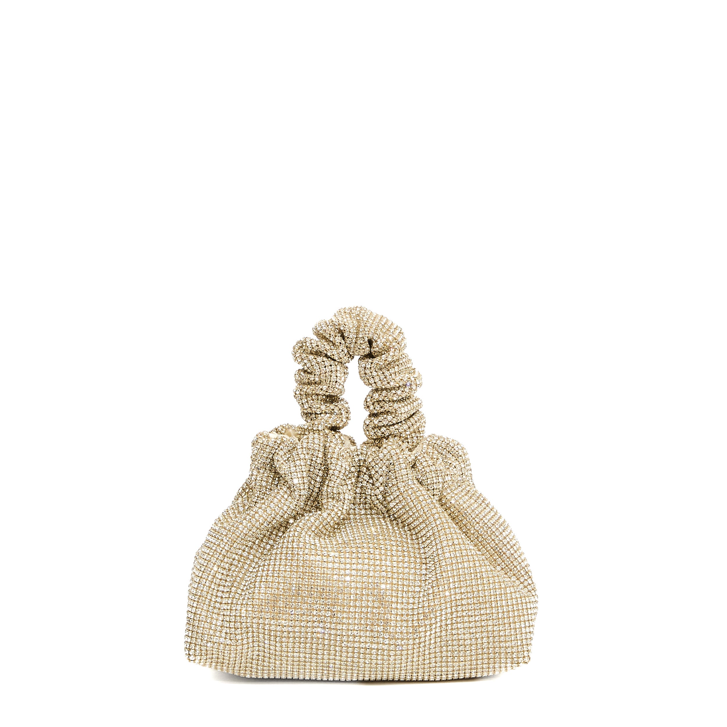 TWENTYFOURHAITCH Mini Gathered Handle Clutch with Strass Accents