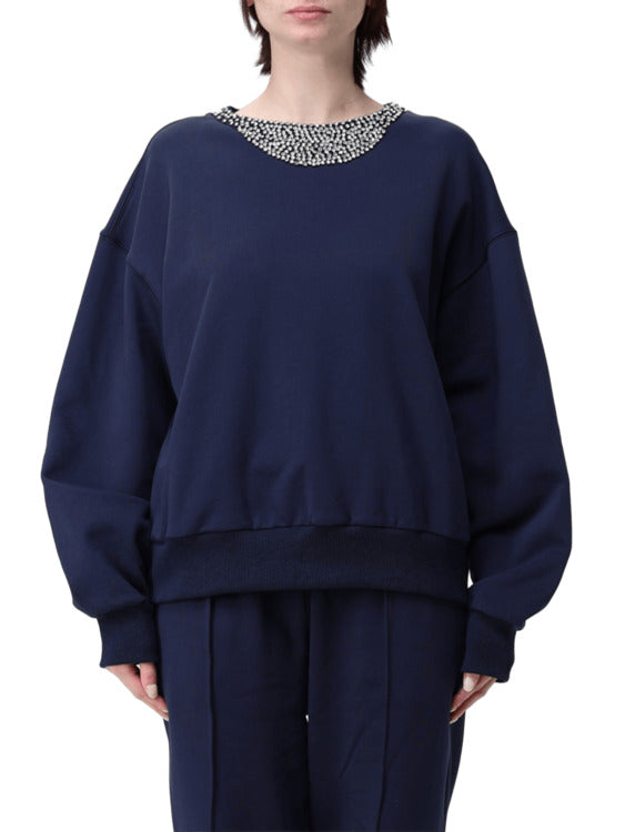 Twinset Actitude Deep Blue Crew Neck Sweatshirt for Women