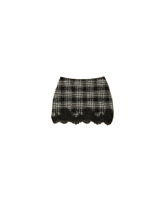 TWIN SET Mini Fitted Check Pattern Skirt