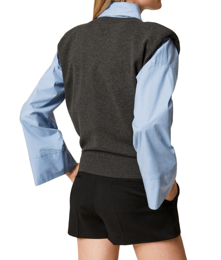 TWIN SET Soft Fit Cap Sleeve Sweatshirt