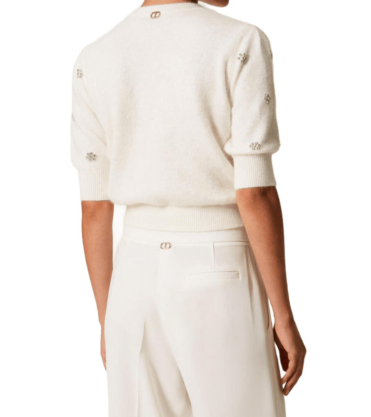 TWIN SET Relaxed Fit Short Sleeve Sweatshirt