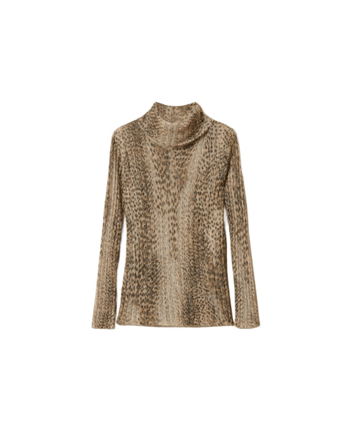 TWIN SET Turtleneck Long Sleeve Fitted Sweatshirt