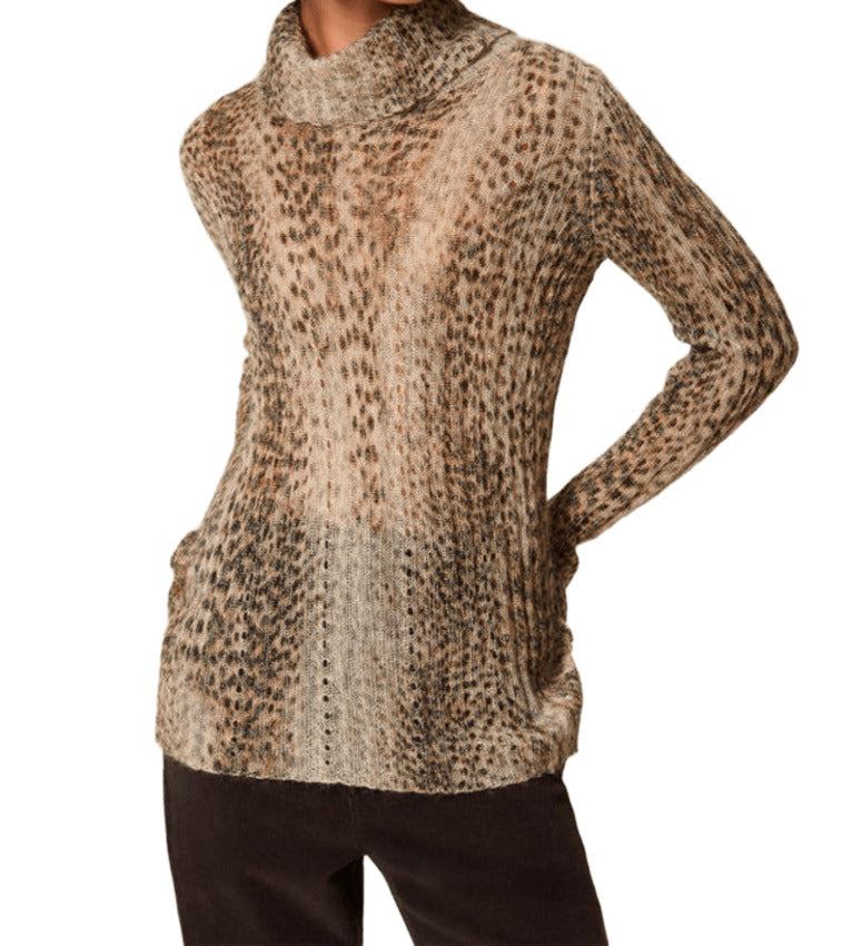 TWIN SET Turtleneck Long Sleeve Fitted Sweatshirt