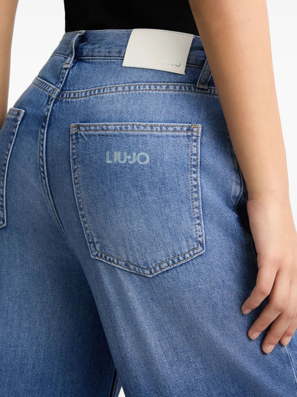 LIU JO Women's Straight Denim Jeans with Logo Pocket