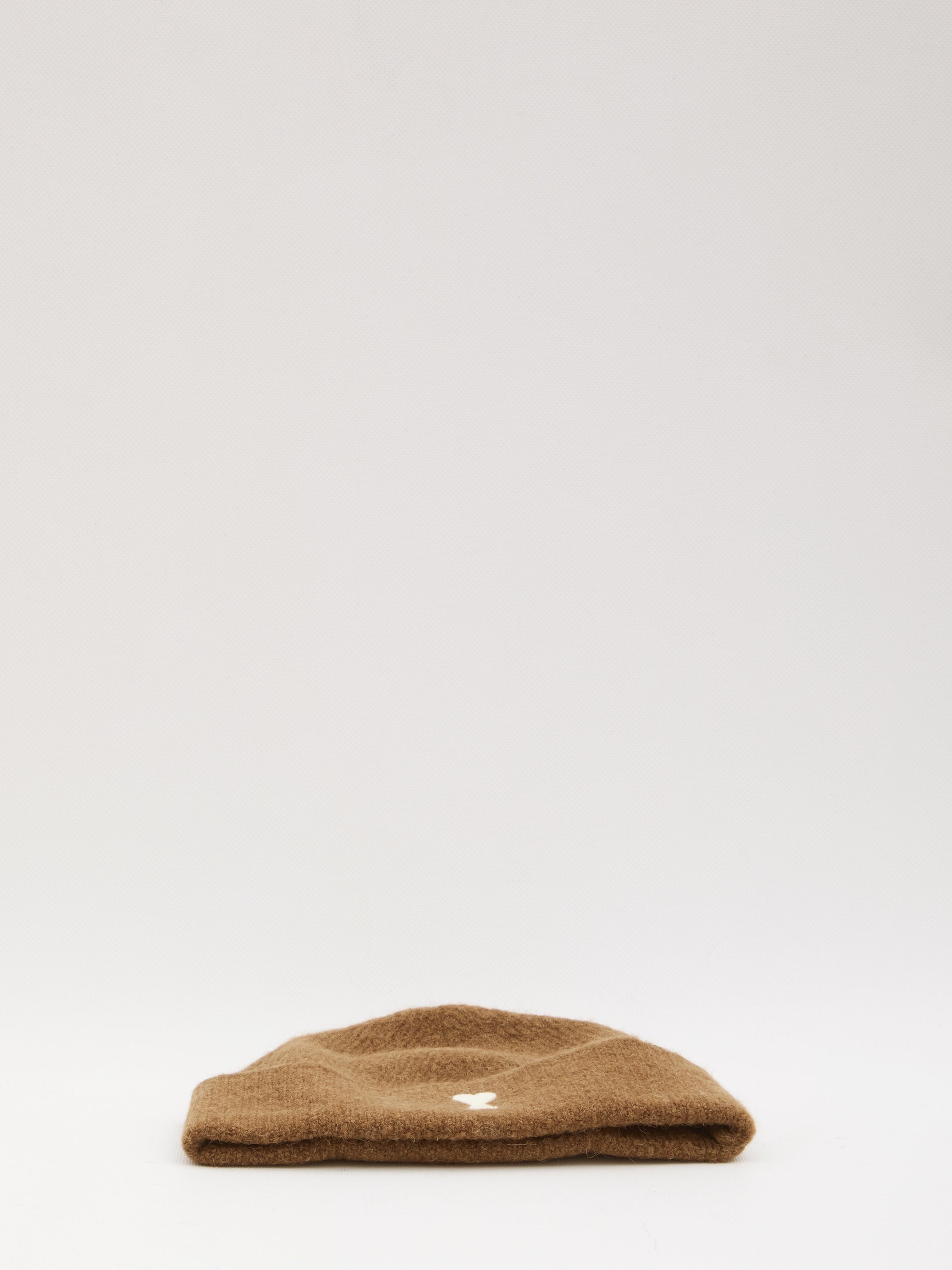 AMI PARIS Knit Beanie with Embroidered Heart Design - EU Size