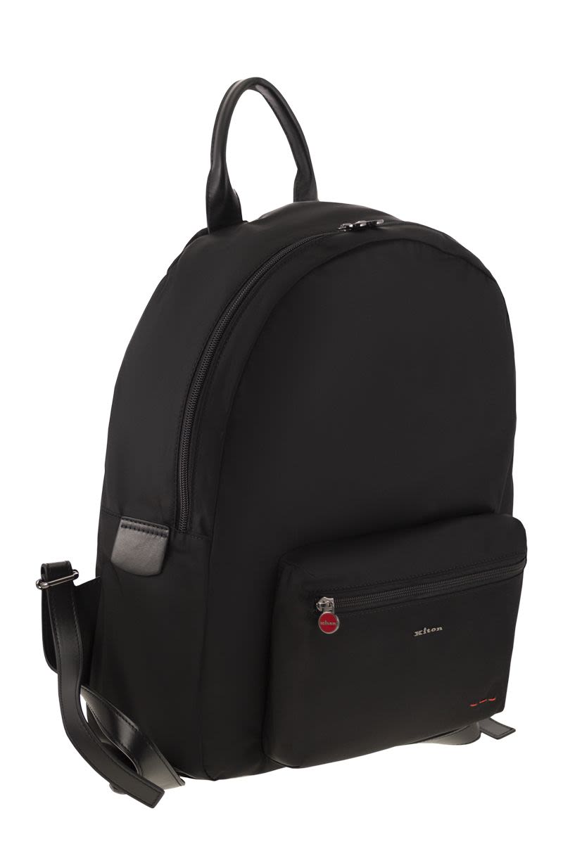 KITON Technical Fabric Mini Backpack with Logo - 33 x 40 x 12.5 cm