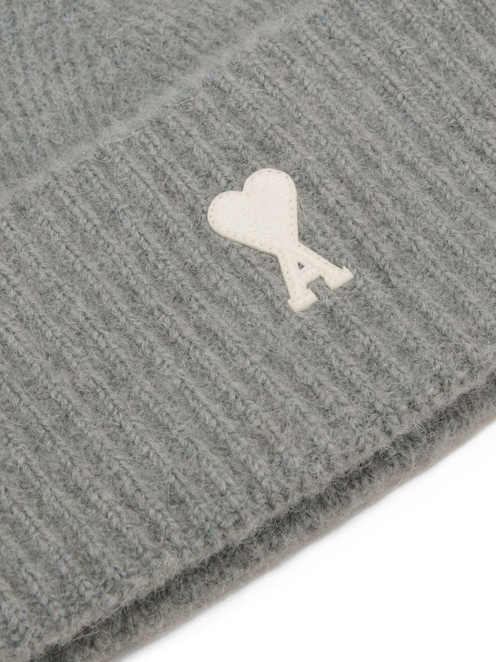 AMI PARIS Ribbed Wool Beanie with Turned-Up Hem