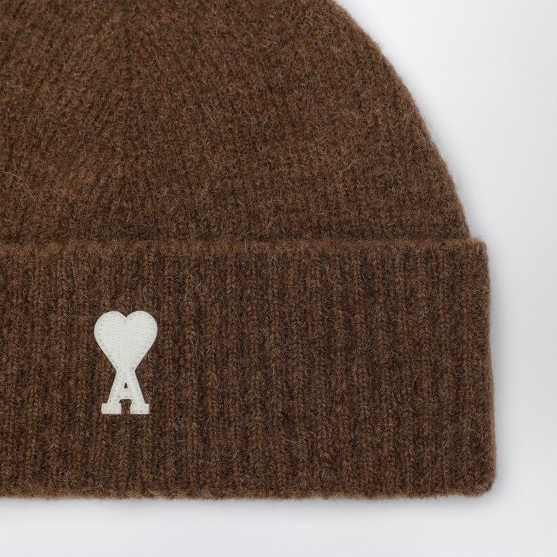 AMI PARIS Ribbed Wool Beanie with Turned-Up Hem