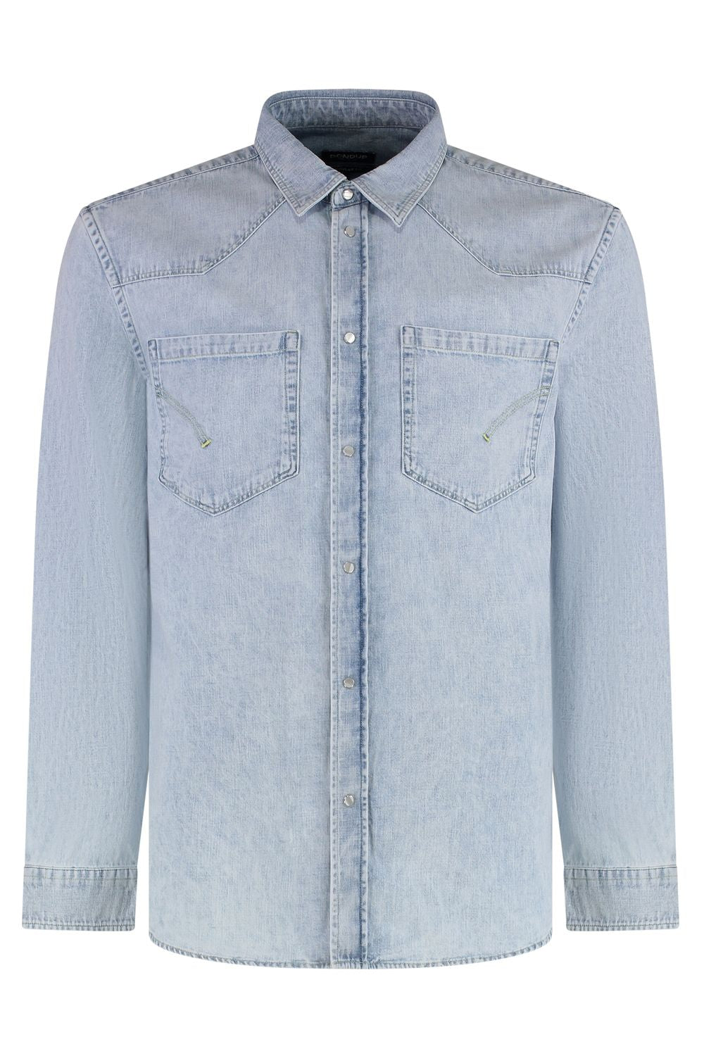 DONDUP Classic Denim Shirt with Rounded Hem and Pockets for Men