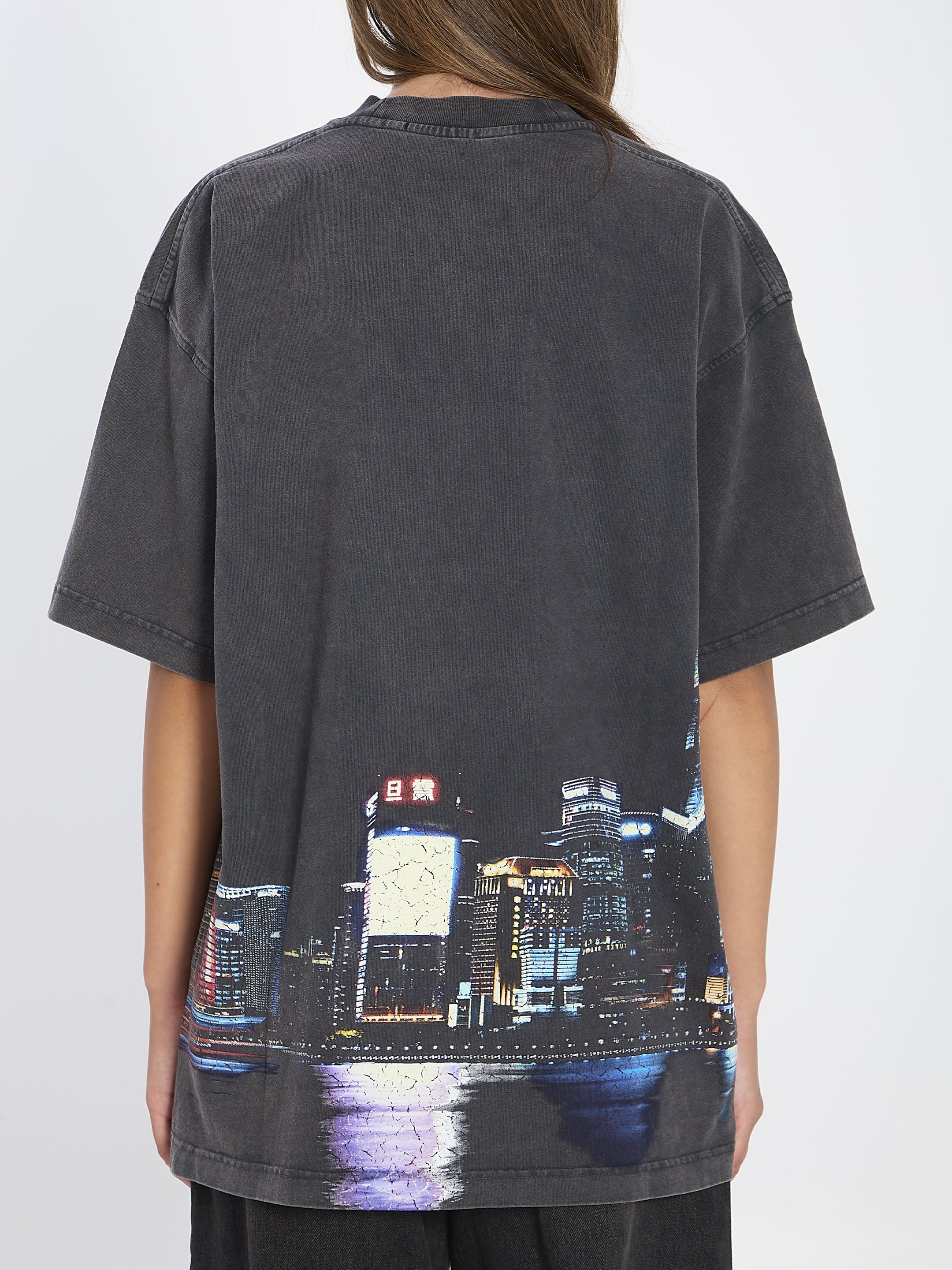 ALEXANDER WANG Faded Cotton T-Shirt with Rhinestones - Size XS