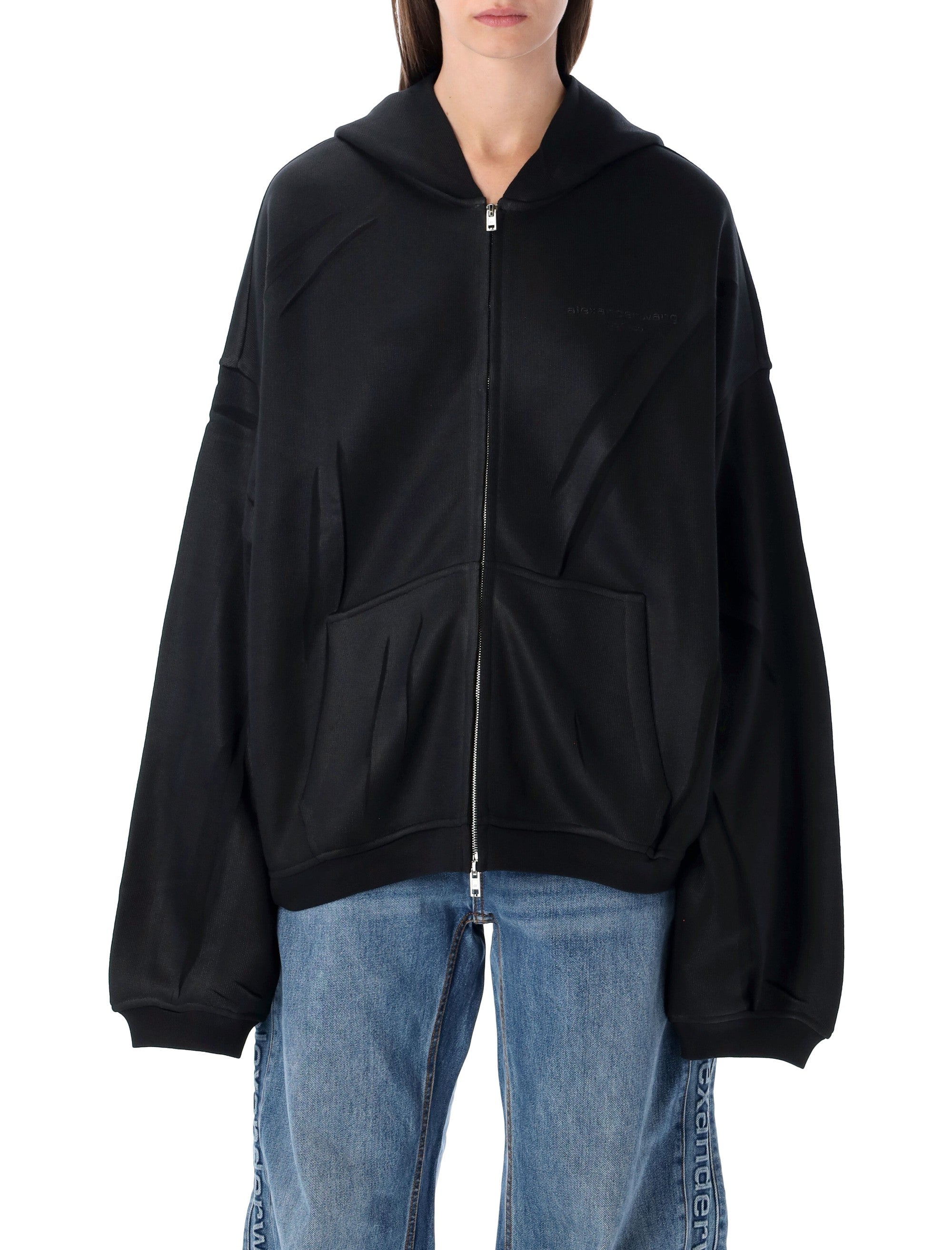 ALEXANDER WANG Crinkled Effect Hoodie Sweatshirt - Size M