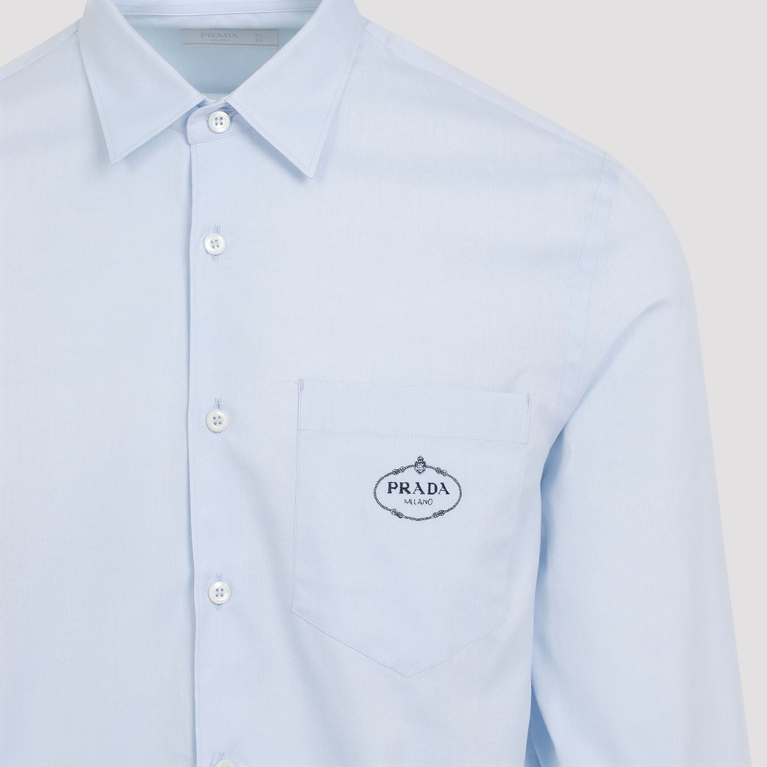 PRADA Cotton Oxford Shirt with Front Pocket - Mini Fit