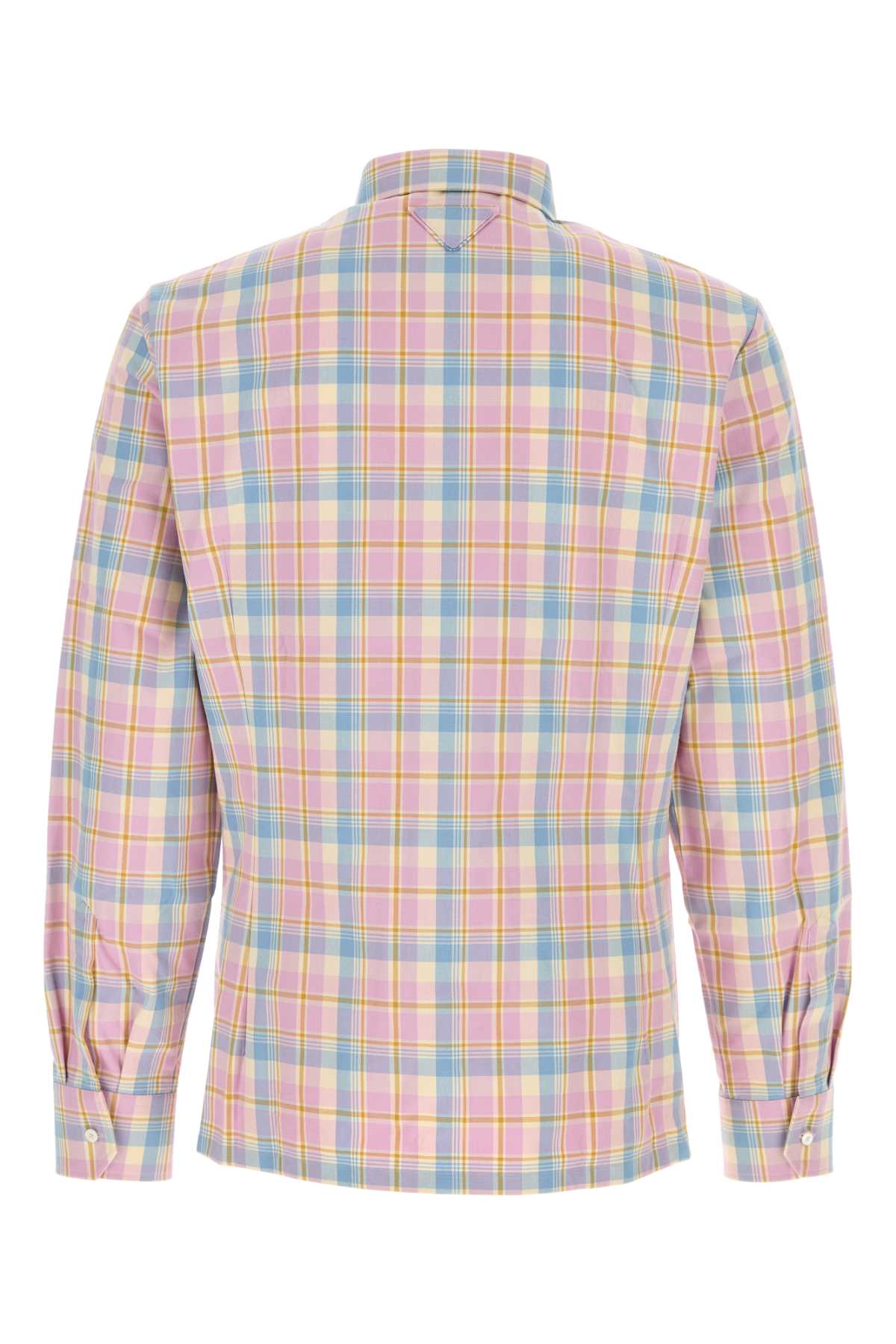PRADA Embroidered Checked Cotton Shirt for Men - FW25