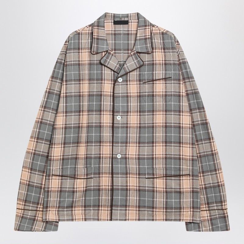 PRADA Checkered Design Cotton Pajama Shirt