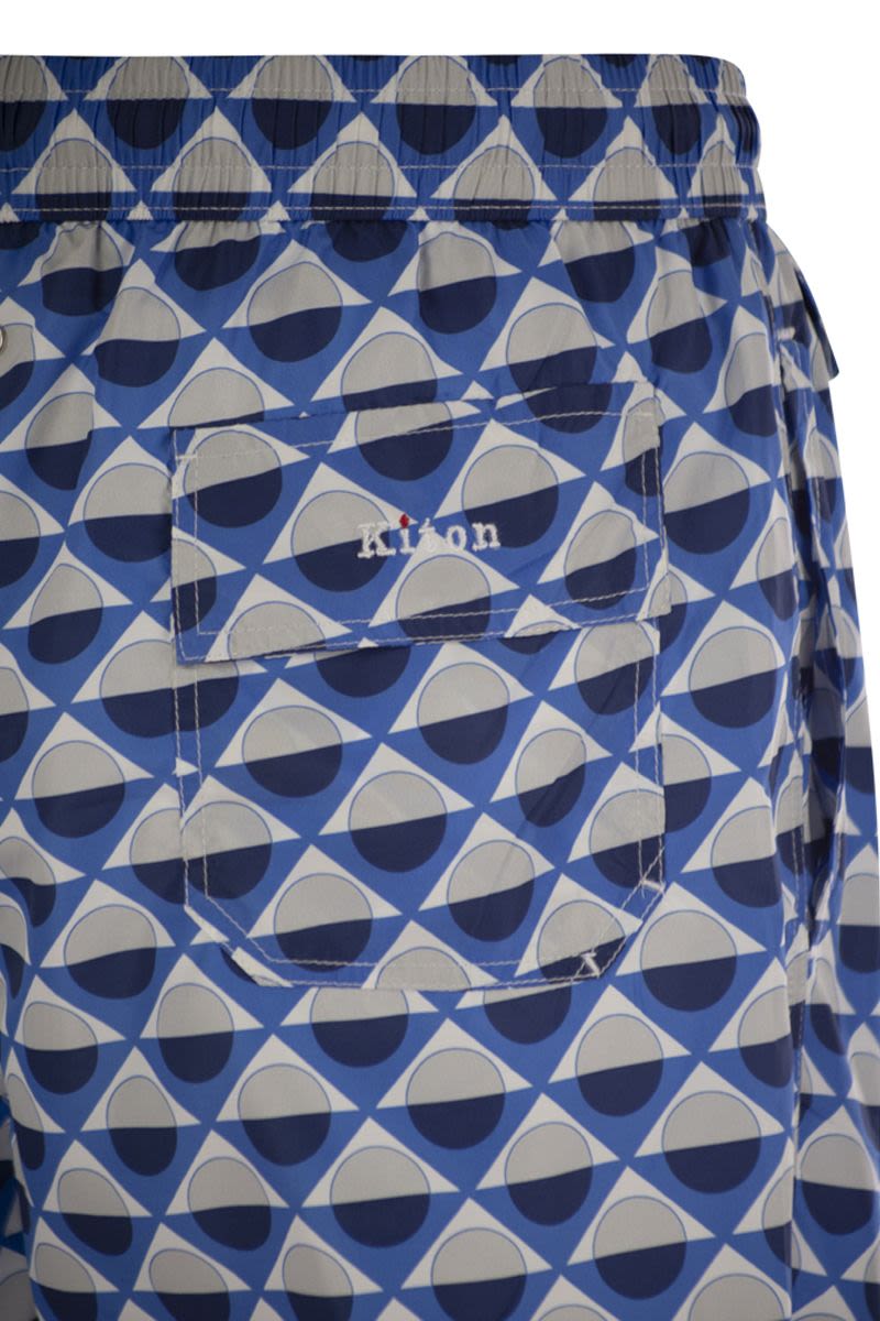 KITON Geometric Patterned Beach Boxers for Men