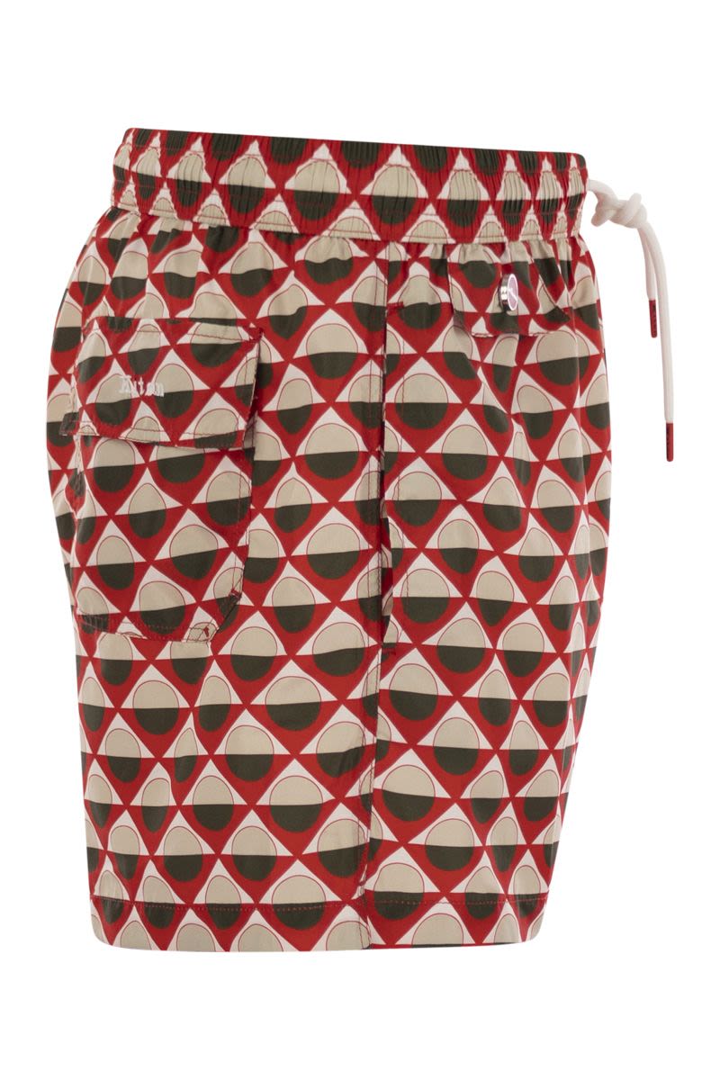 KITON Geometric Patterned Beach Boxers