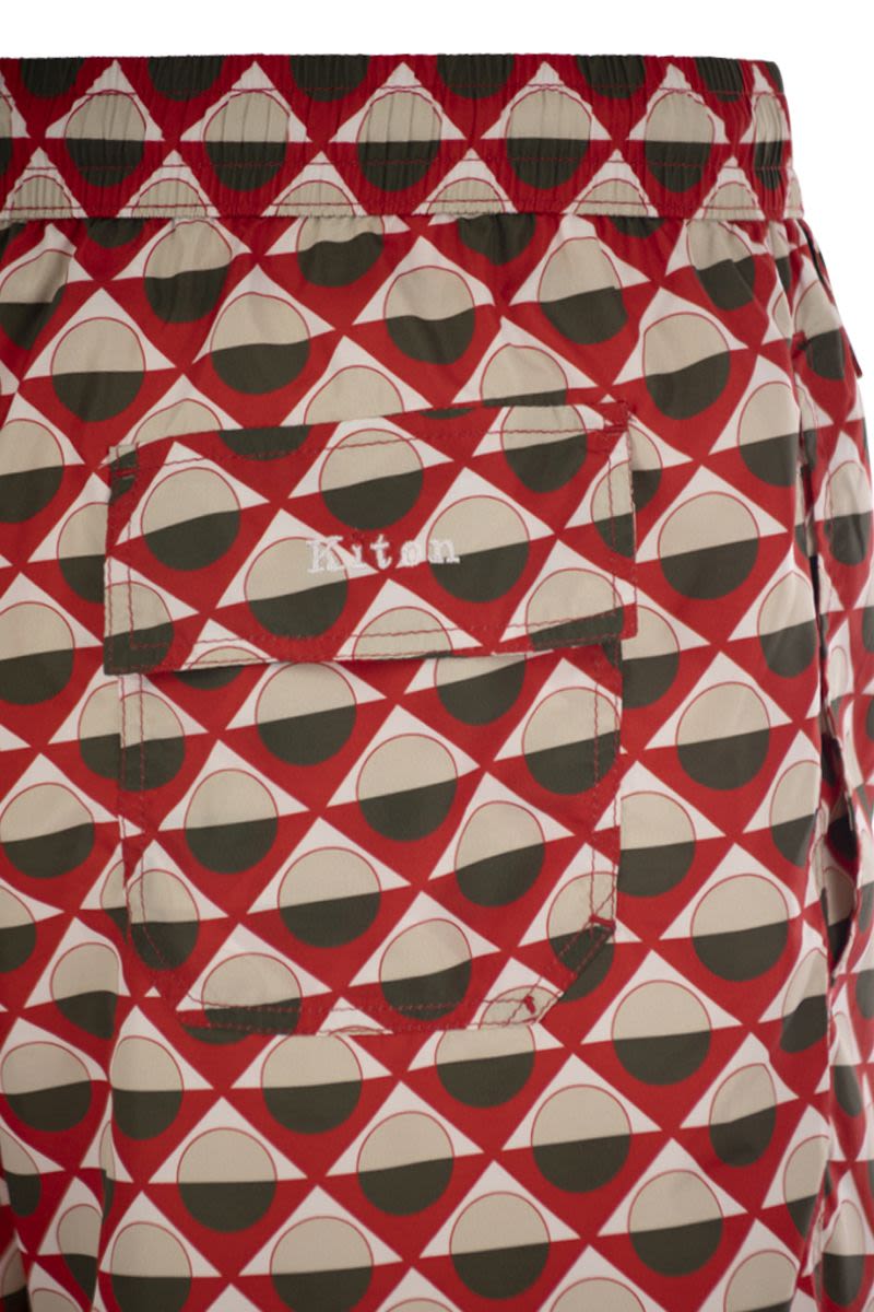 KITON Geometric Patterned Beach Boxers
