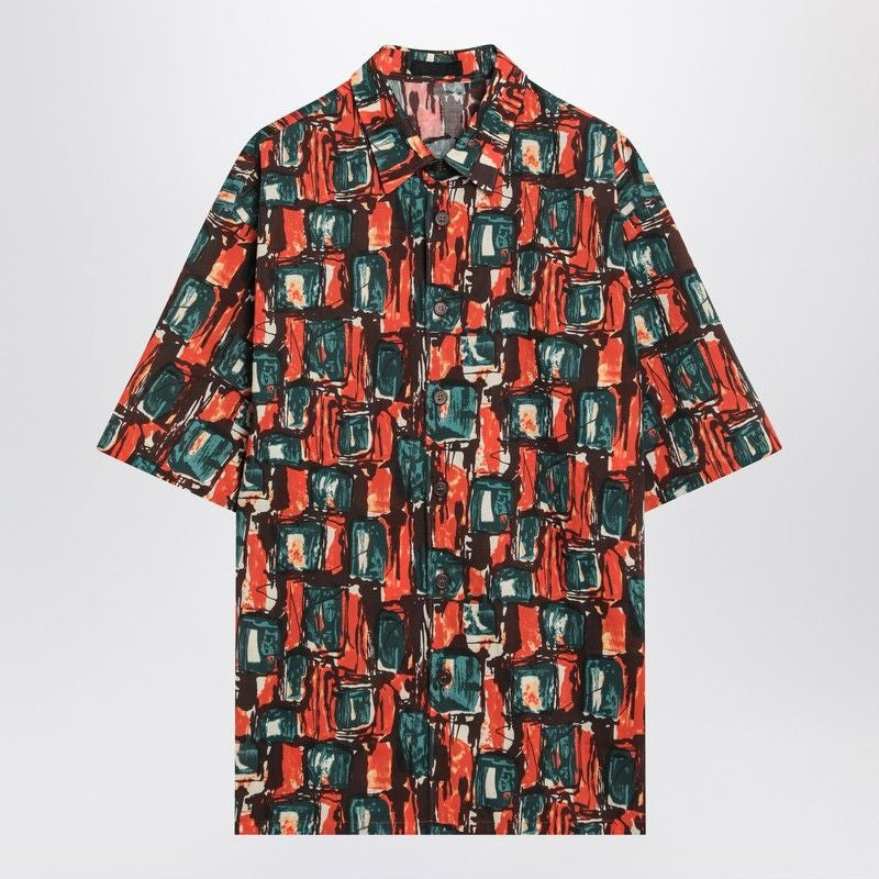 PRADA Multicoloured Print Cotton Shirt for Men - SS25 Collection