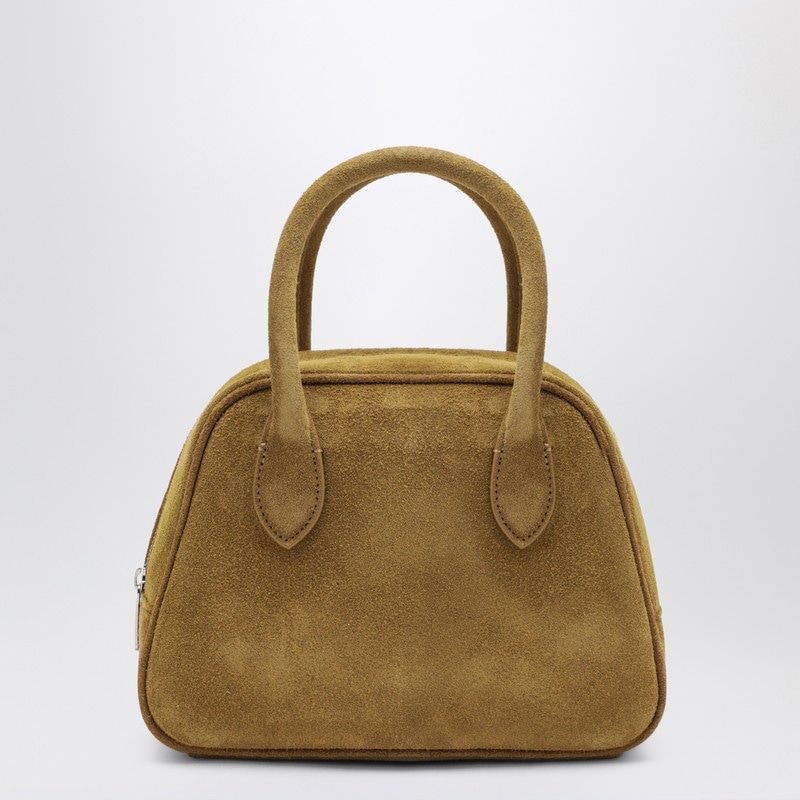 DUNST Suede Handbag with Two Top Handles and Curved Shape