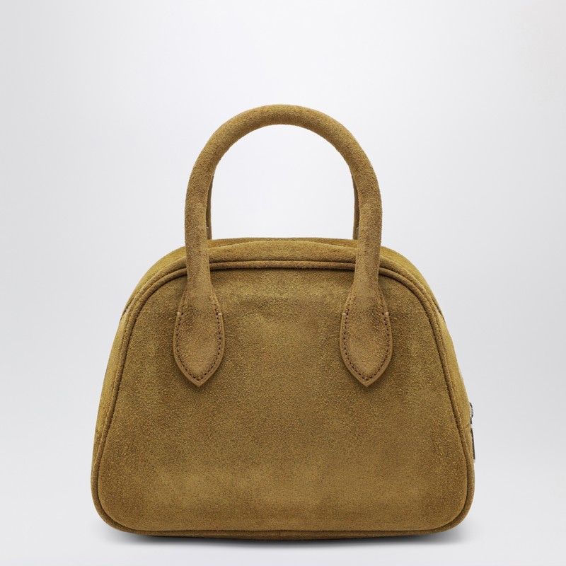 DUNST Suede Handbag with Two Top Handles and Curved Shape