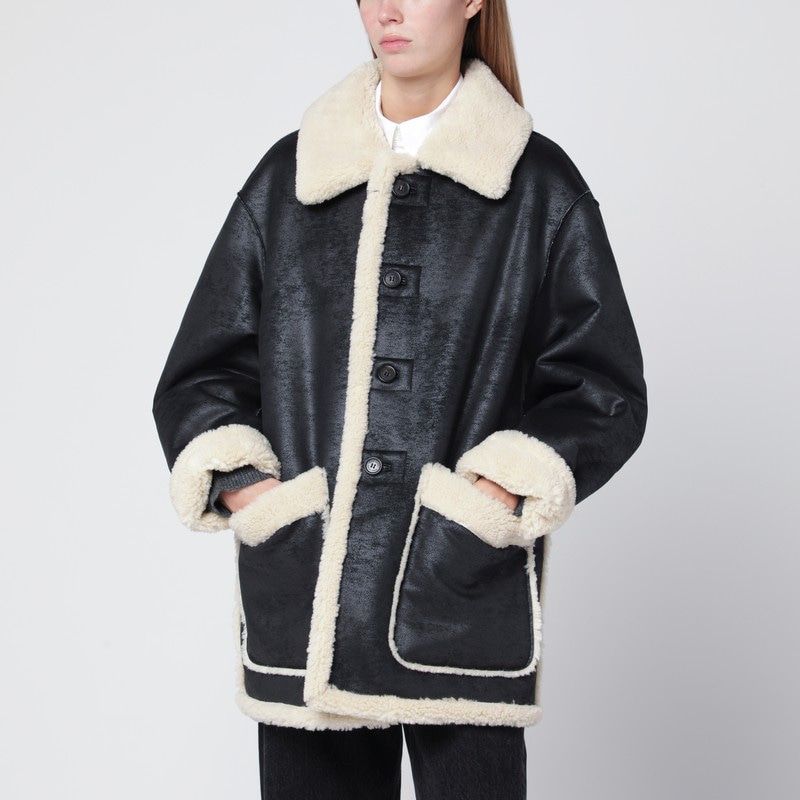 DUNST Faux-Leather Shearling-Effect Jacket