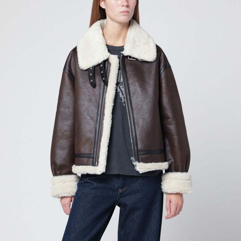 DUNST Mini Faux-Leather Shearling-Effect Jacket
