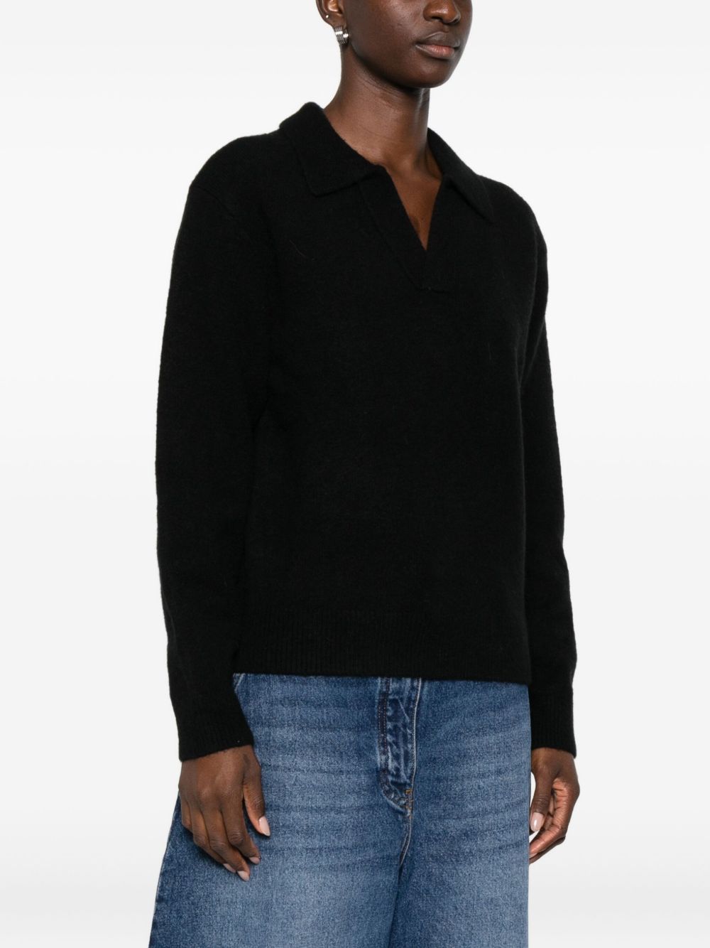 DUNST Wool Blend V-Neck Polo Sweater