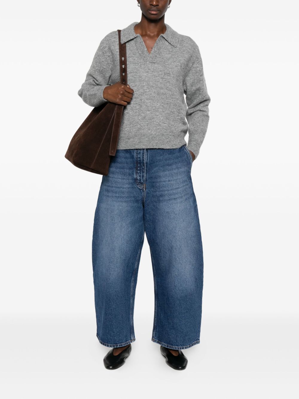 DUNST Women's Wool Blend V-Neck Polo Sweater